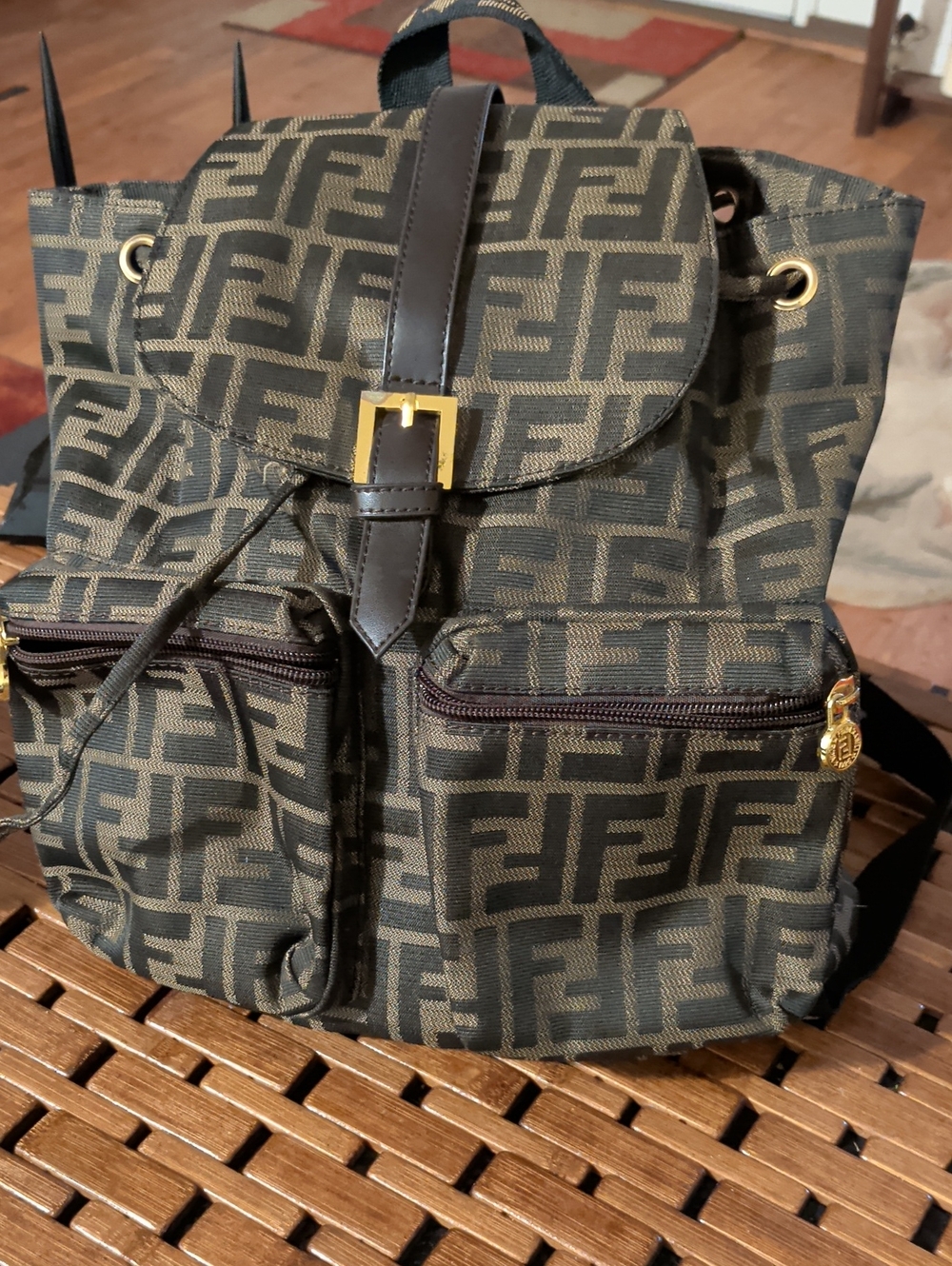 Designer-Style Brown Monogram Canvas Backpack